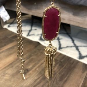Kendra Scott Rayne Long Pendant Necklace, Maroon